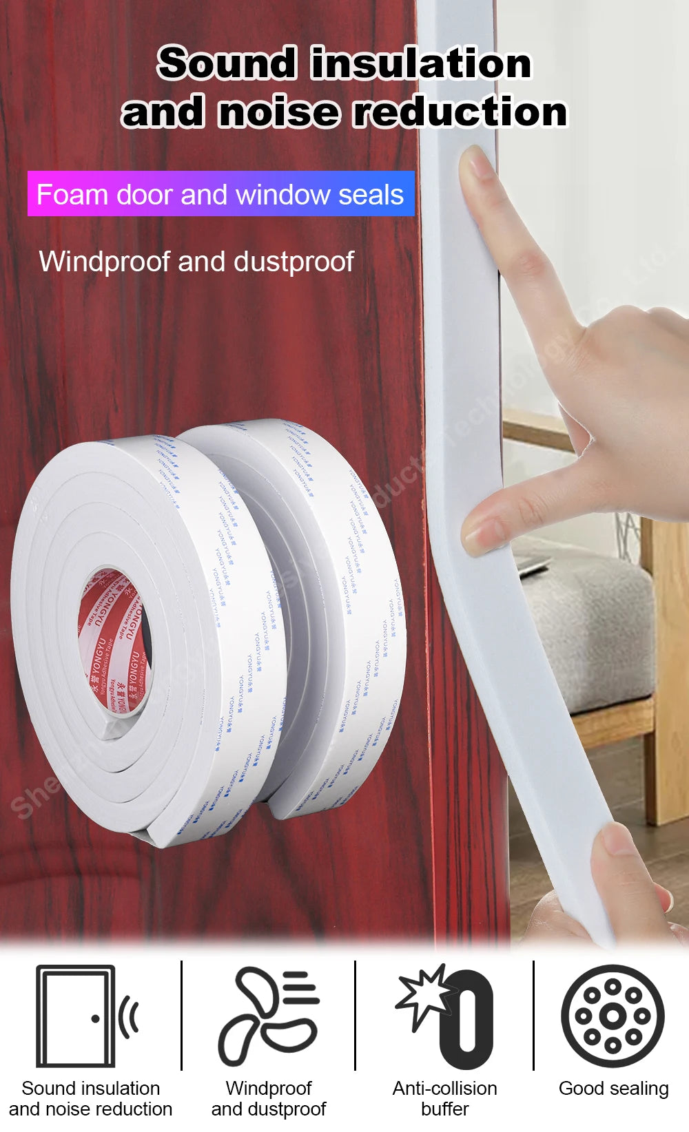 EVA Foam Tape Self-adhesive Shockproof Moisture Proof Preservative Single Sided Tape Seal Friction Protection Foam Adhesive Tape
