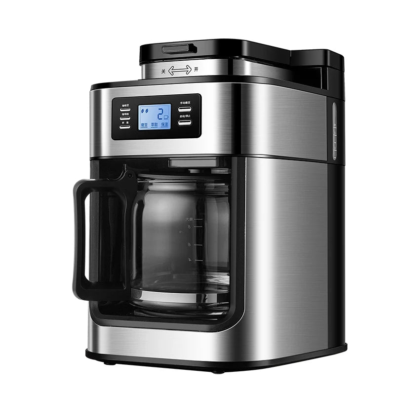 Fully automatic American coffee machine,Coffee beans or powder can be used,Electric grinding drip coffee machine 2-in-1