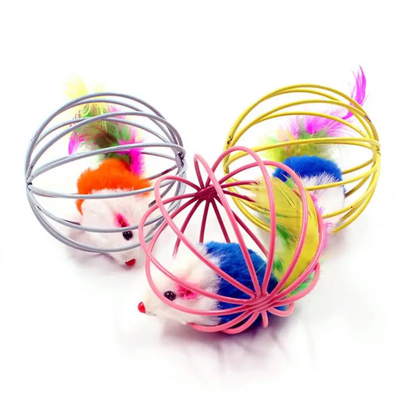 2pc Cat Toy Stick Feather Wand With Bell Mouse Cage Toys Plastic Artificial Colorful Cat Teaser Toy Pet Supplies Random Color