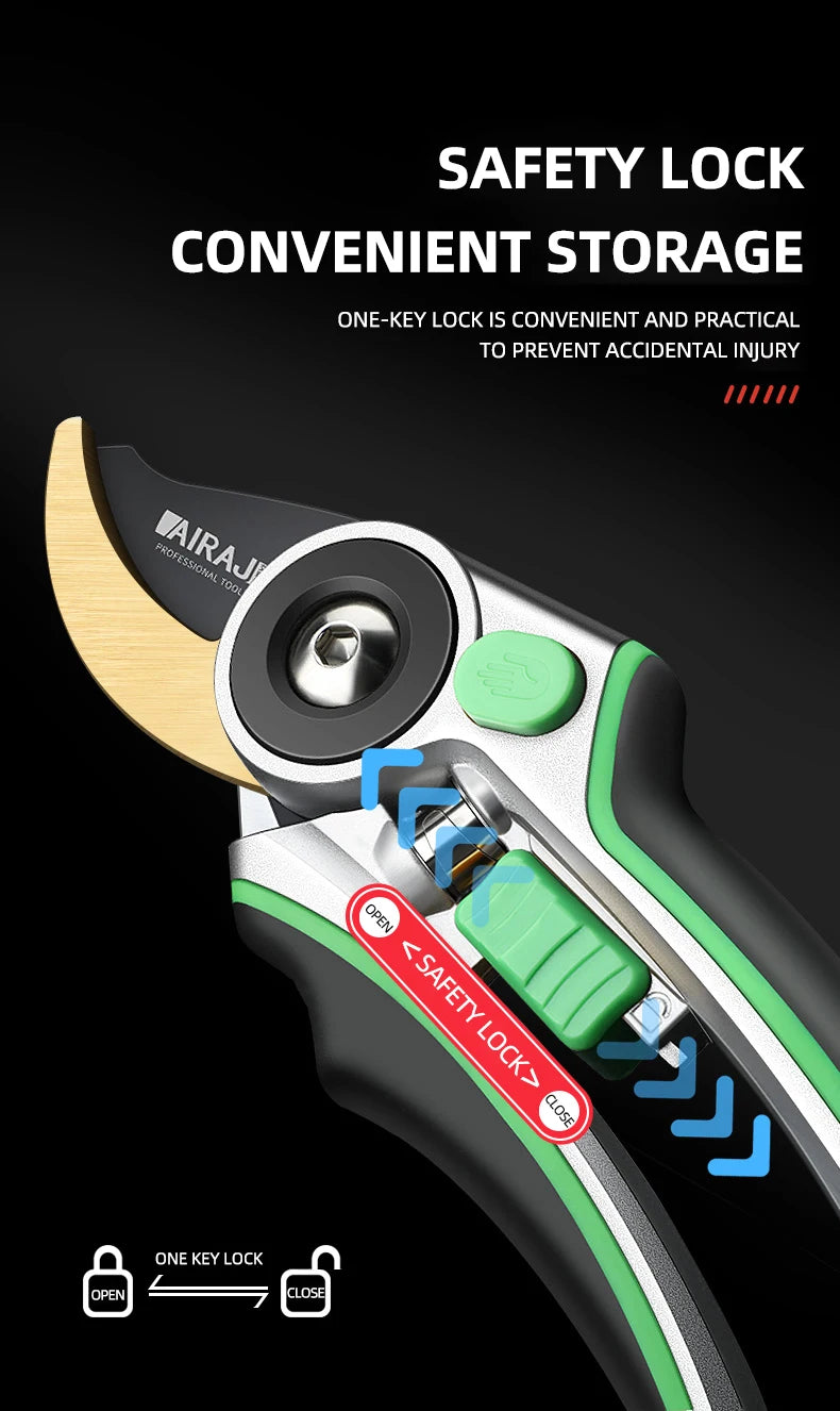 AIRAJ Pruning Shear Garden Tools Labor Saving Scissors Gardening Plant Sharp Branch Pruners Protection Hand Durable