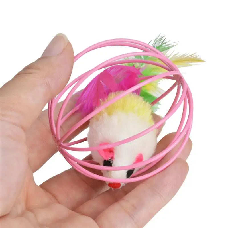 2pc Cat Toy Stick Feather Wand With Bell Mouse Cage Toys Plastic Artificial Colorful Cat Teaser Toy Pet Supplies Random Color