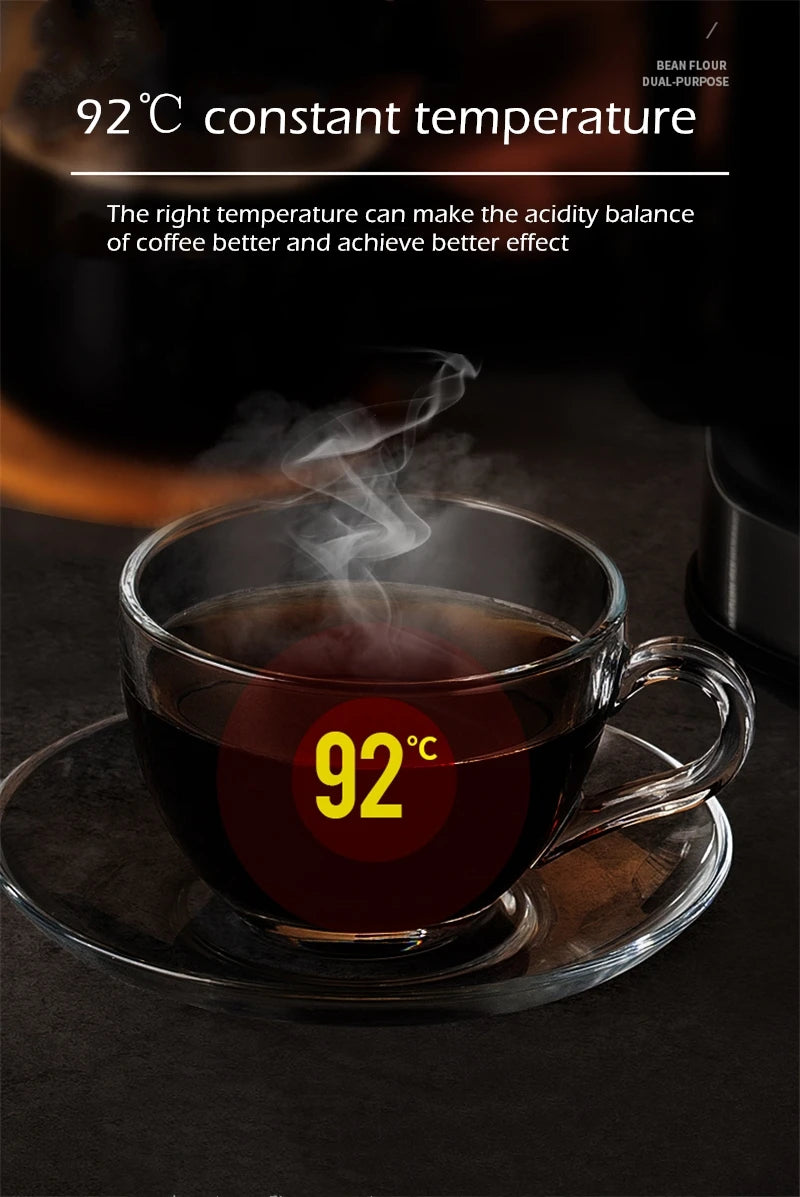Fully automatic American coffee machine,Coffee beans or powder can be used,Electric grinding drip coffee machine 2-in-1