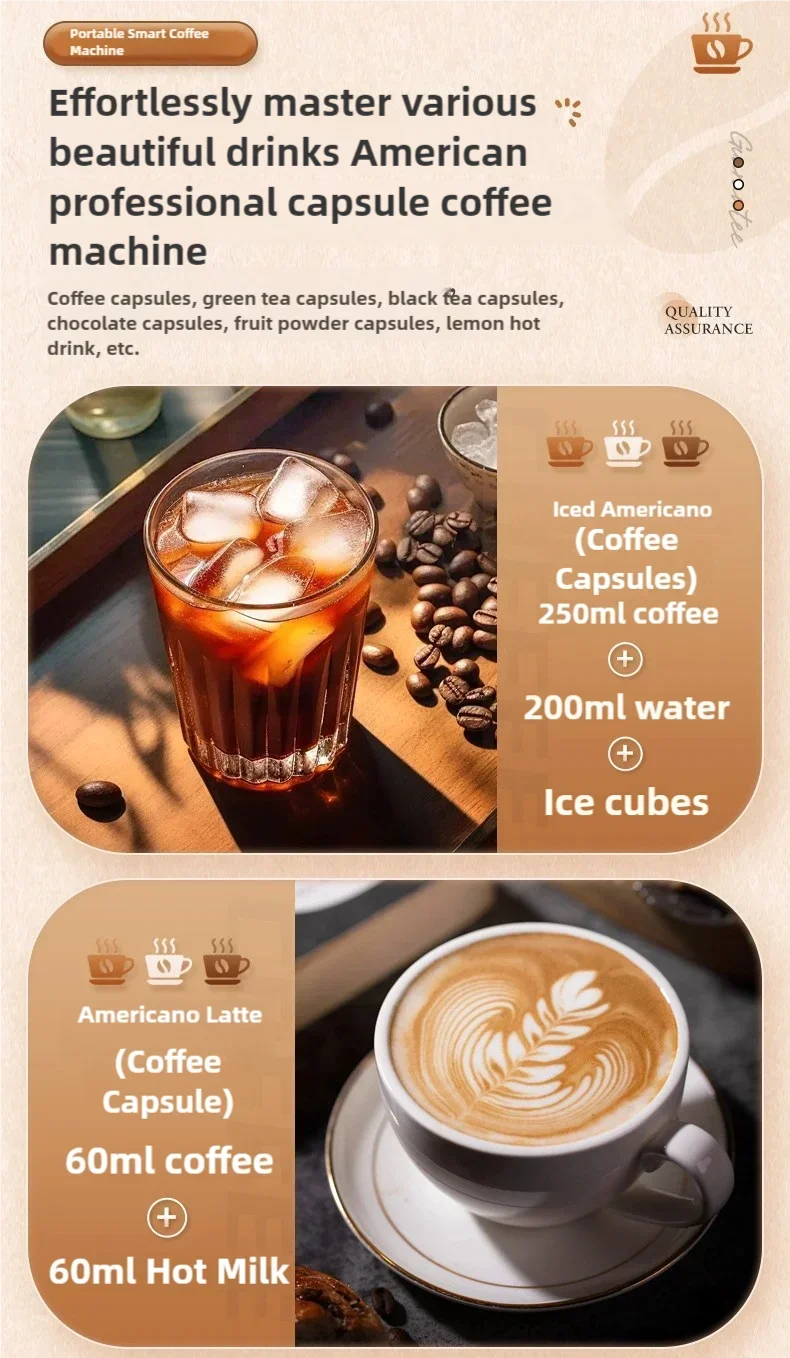 Coffee Maker Electric Capsule Grinding Coffee Brewer Portable Coffee Maker Suitable for Ground Coffee and Coffee Capsules