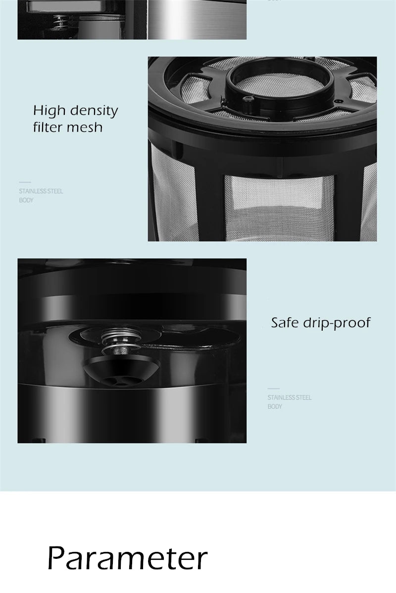 Fully automatic American coffee machine,Coffee beans or powder can be used,Electric grinding drip coffee machine 2-in-1