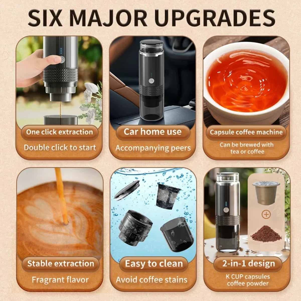 Coffee Maker Electric Capsule Grinding Coffee Brewer Portable Coffee Maker Suitable for Ground Coffee and Coffee Capsules