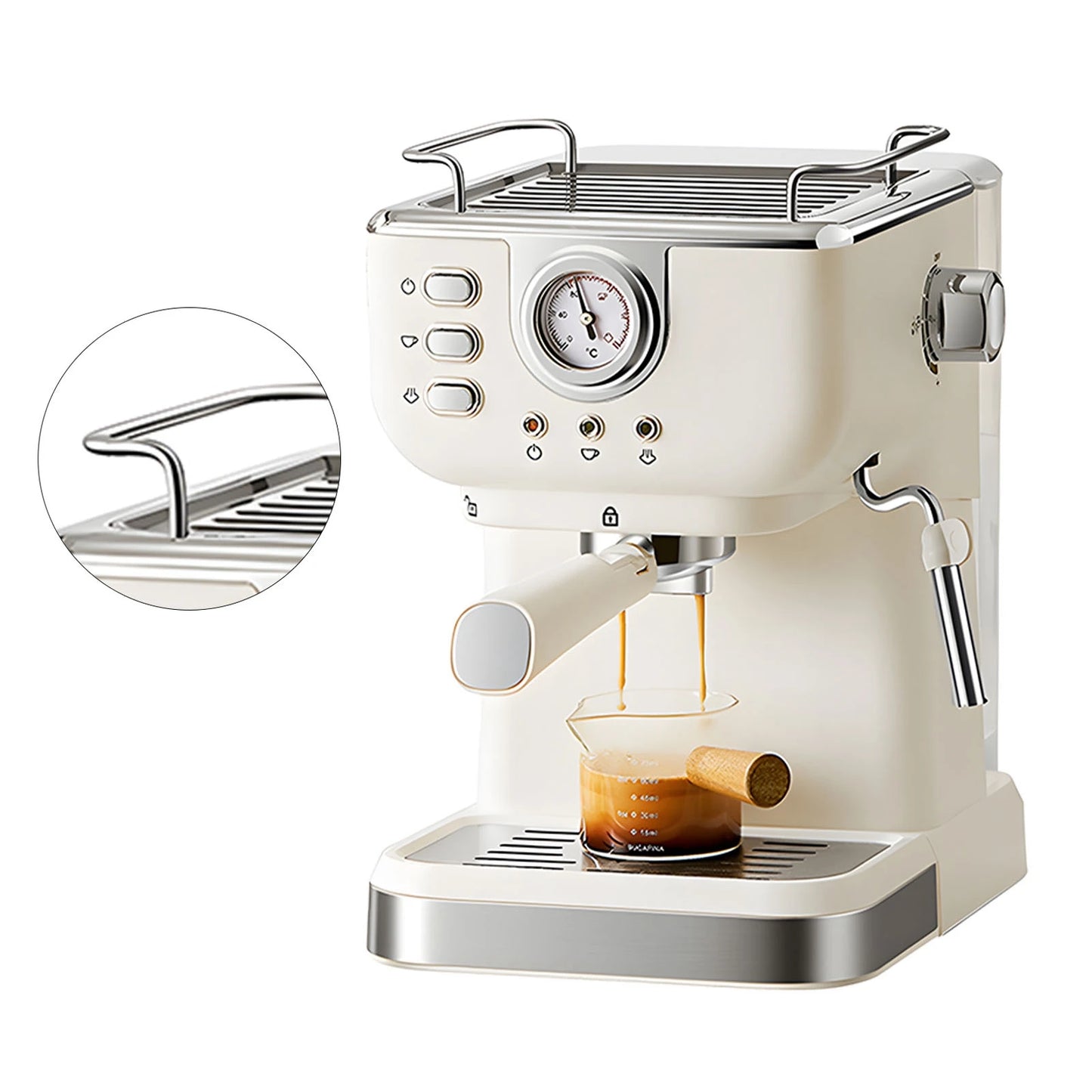 Coffee Maker 1050W 1.5L Large Capacity Semi Automatic 20bar High Pressure Extraction Coffee Machine For Home Cafes