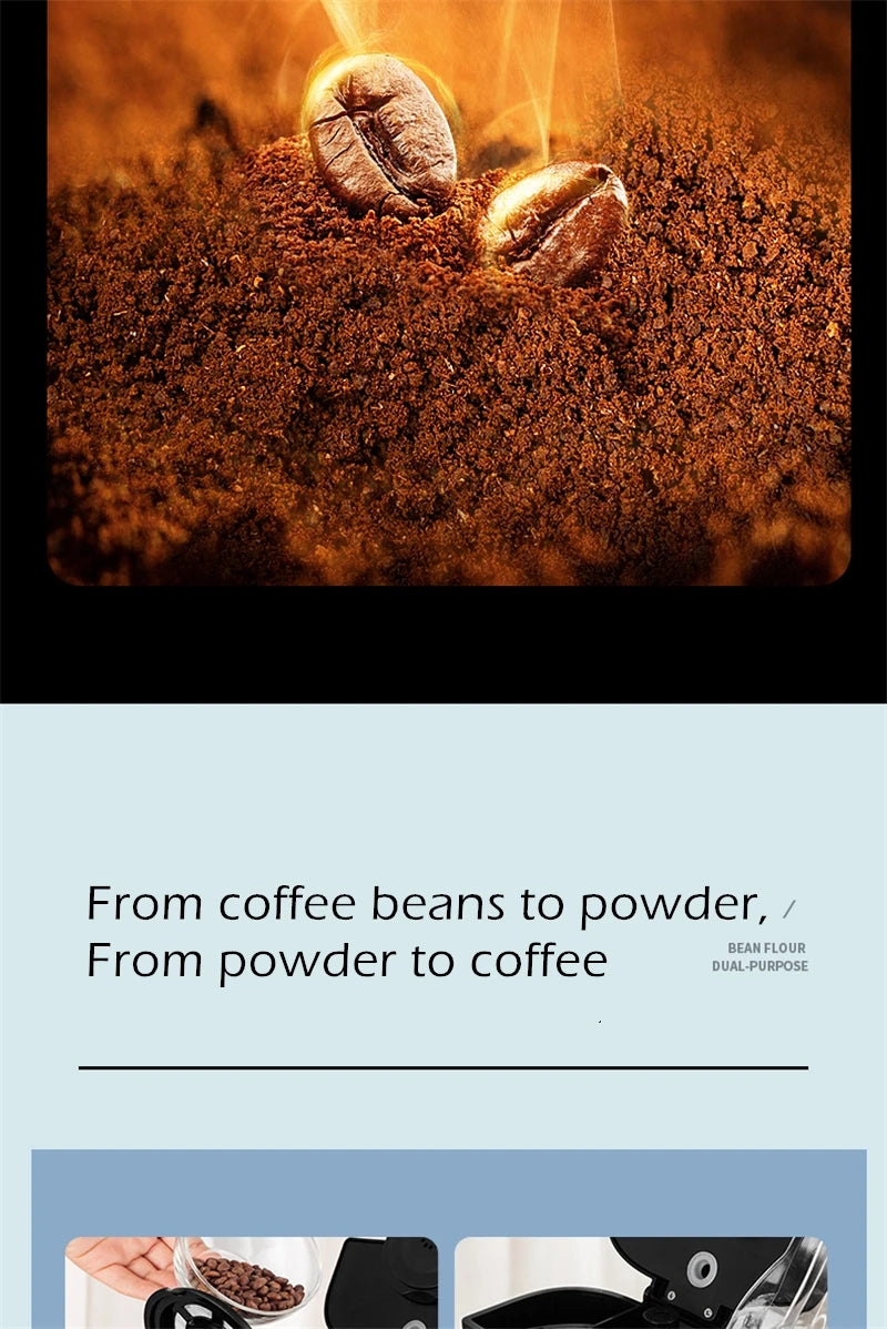 Fully automatic American coffee machine,Coffee beans or powder can be used,Electric grinding drip coffee machine 2-in-1
