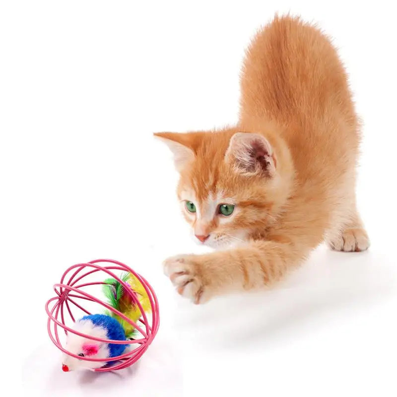 2pc Cat Toy Stick Feather Wand With Bell Mouse Cage Toys Plastic Artificial Colorful Cat Teaser Toy Pet Supplies Random Color