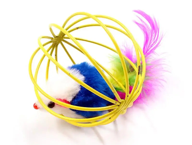 2pc Cat Toy Stick Feather Wand With Bell Mouse Cage Toys Plastic Artificial Colorful Cat Teaser Toy Pet Supplies Random Color
