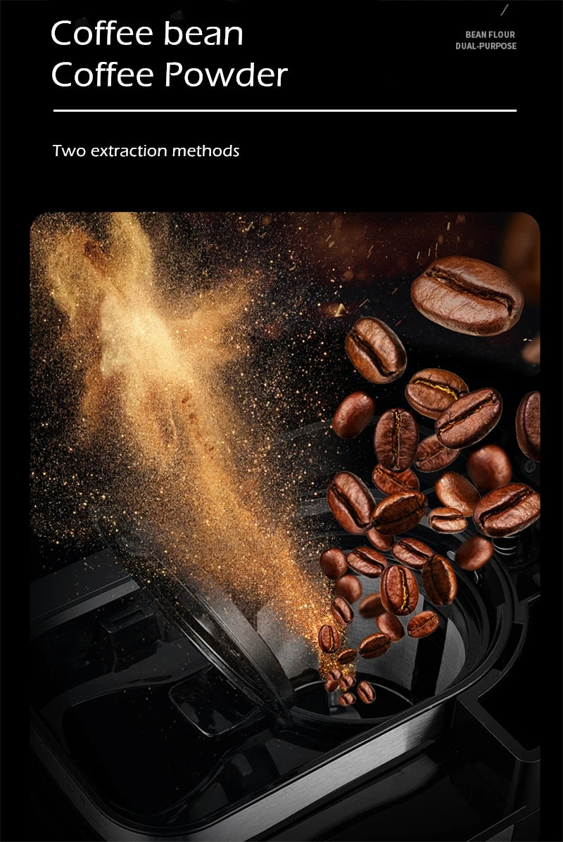 Fully automatic American coffee machine,Coffee beans or powder can be used,Electric grinding drip coffee machine 2-in-1