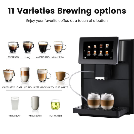 Mcilpoog CM1001-7" colorfAutomatic Espresso Machine with Milk Frother,  11 Flavors for Home & Office