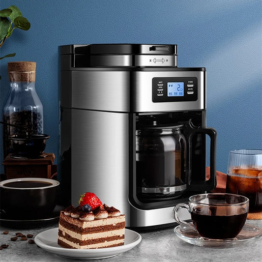 Fully automatic American coffee machine，Coffee beans or powder can be used，Electric grinding drip coffee machine 2-in-1