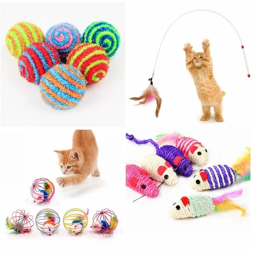 2pc Cat Toy Stick Feather Wand With Bell Mouse Cage Toys Plastic Artificial Colorful Cat Teaser Toy Pet Supplies Random Color