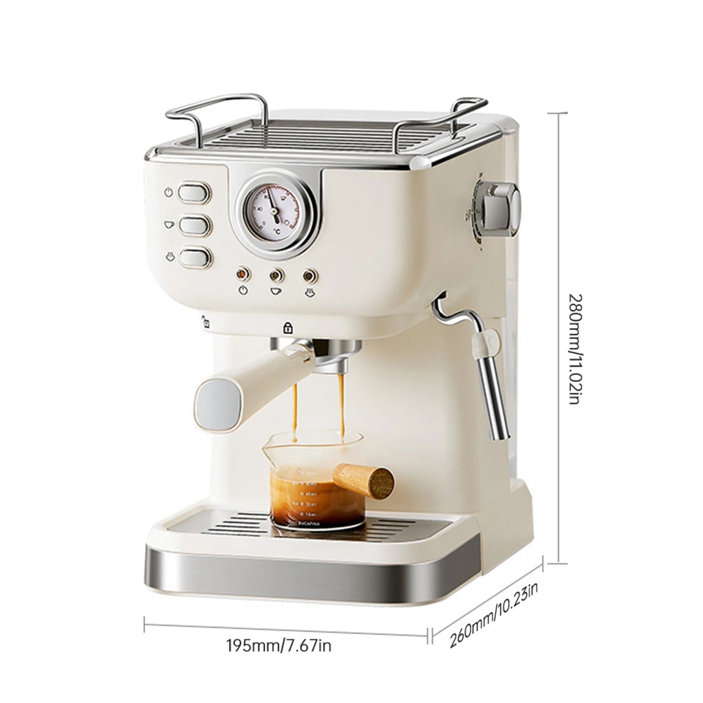 Coffee Maker 1050W 1.5L Large Capacity Semi Automatic 20bar High Pressure Extraction Coffee Machine For Home Cafes
